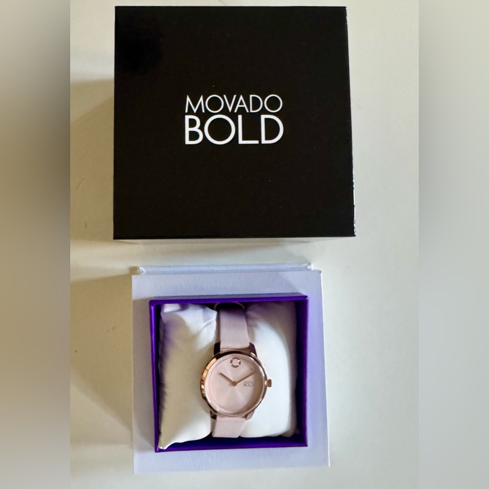 Movado Bold Trend Element Watch, 34mm Pink Leather New In Box